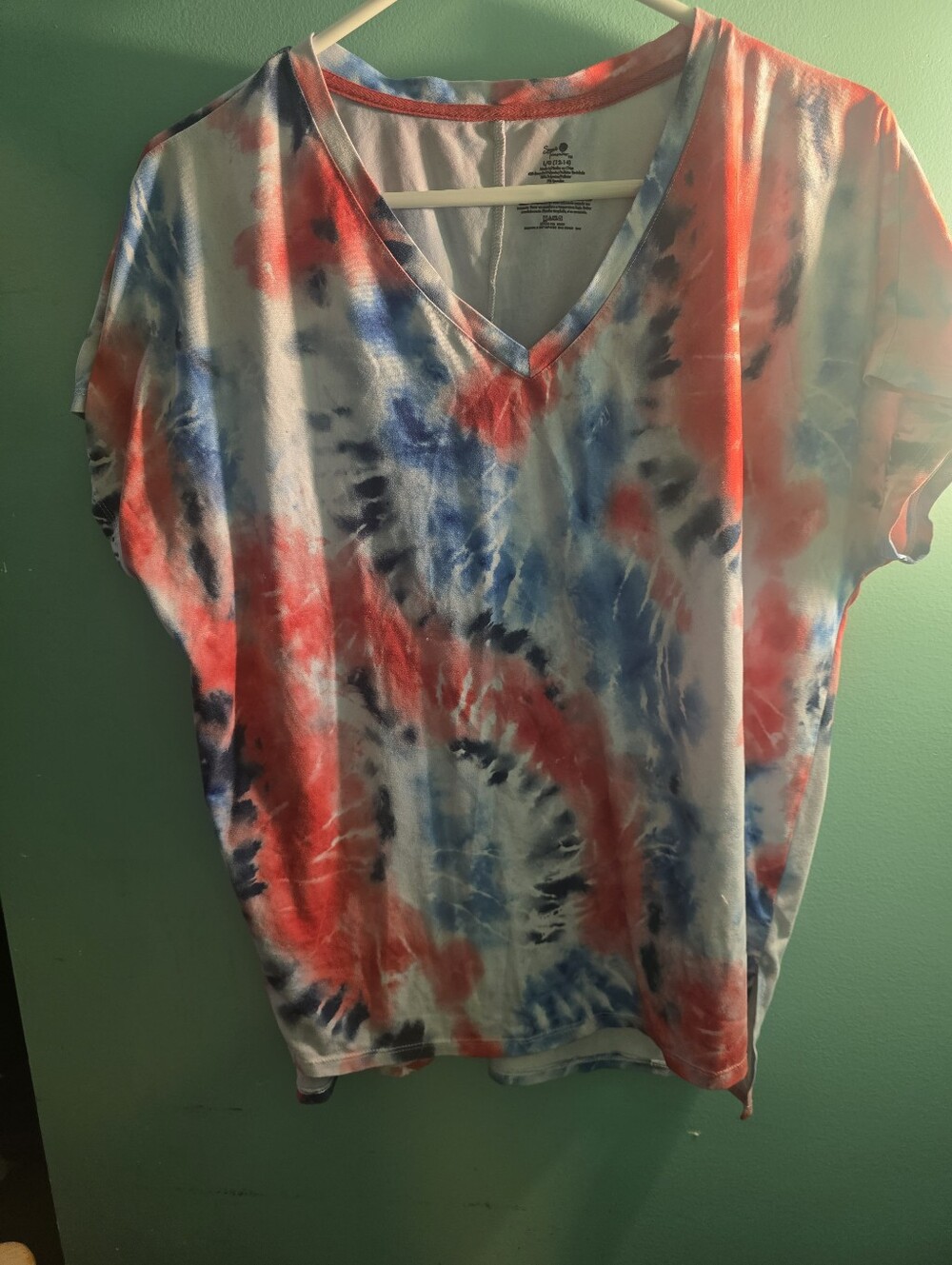 Sweet Treasures Patriotic Tie Dye Relaxed V-Neck Short Sleeve Top